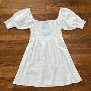 Hill House Nap Dress White Swiss Dot Pattern - Size Medium - New with tags